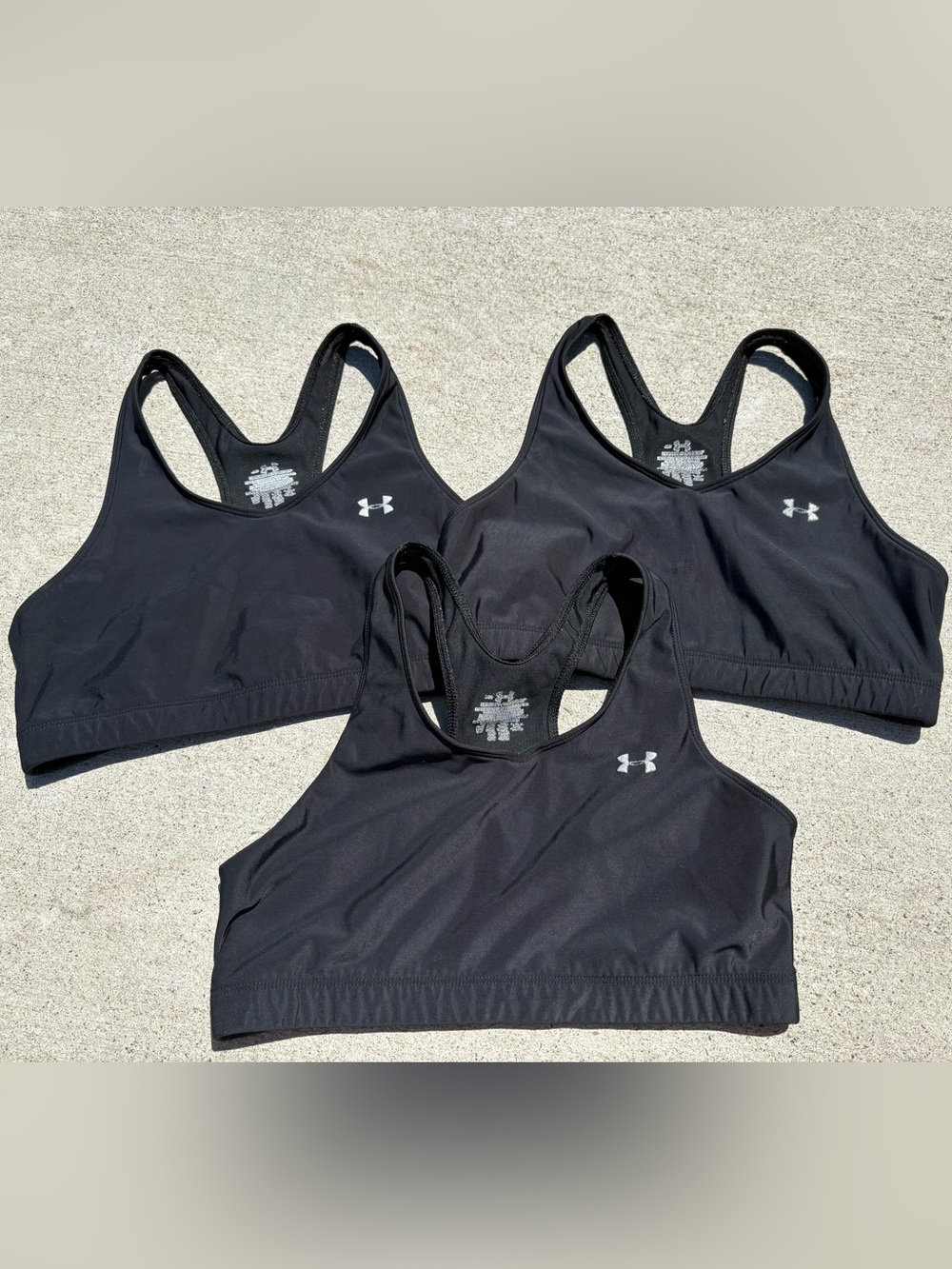 SET OF 3 BLACK UNDER ARMOUR SPORTS BRAS